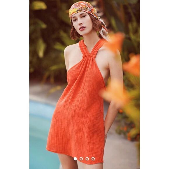 Anthropologie Braided Halter Mini Dress Size XL